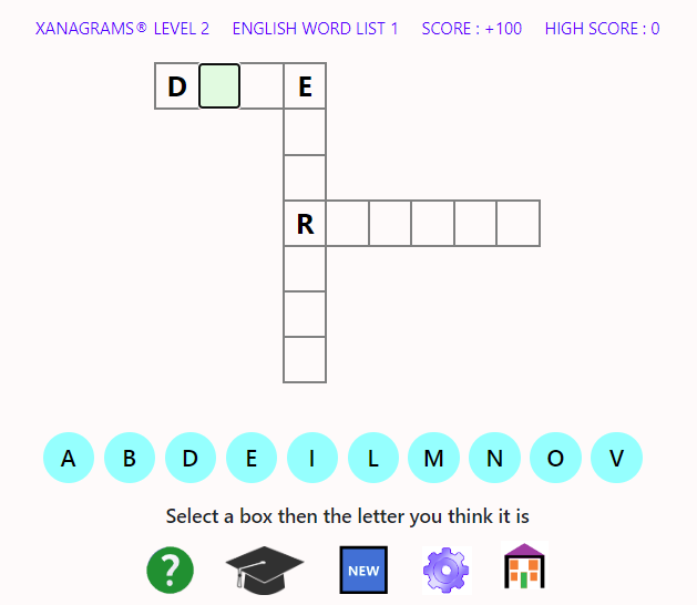 Xanagrams format 2 word game